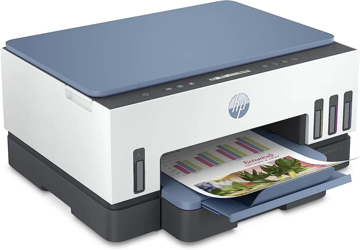 HP Smart Tank 725 All In One Wireless Printer, Blue and White - 28B51A - Image 3